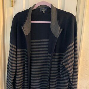 Brooks Brothers Mens Lightweight Zip-Up Jacket -- XXL -- Blue/Grey Stripes